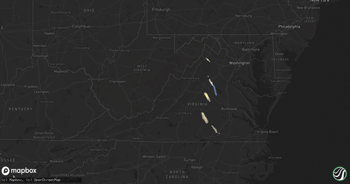 Hail map in Virginia on June 6, 2025