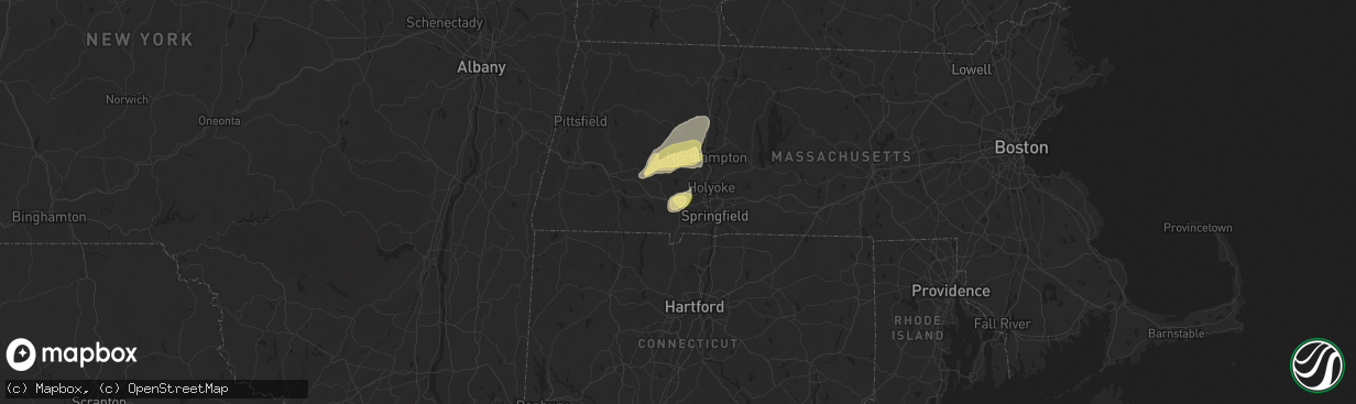 Hail map in Westfield, MA on June 6, 2025
