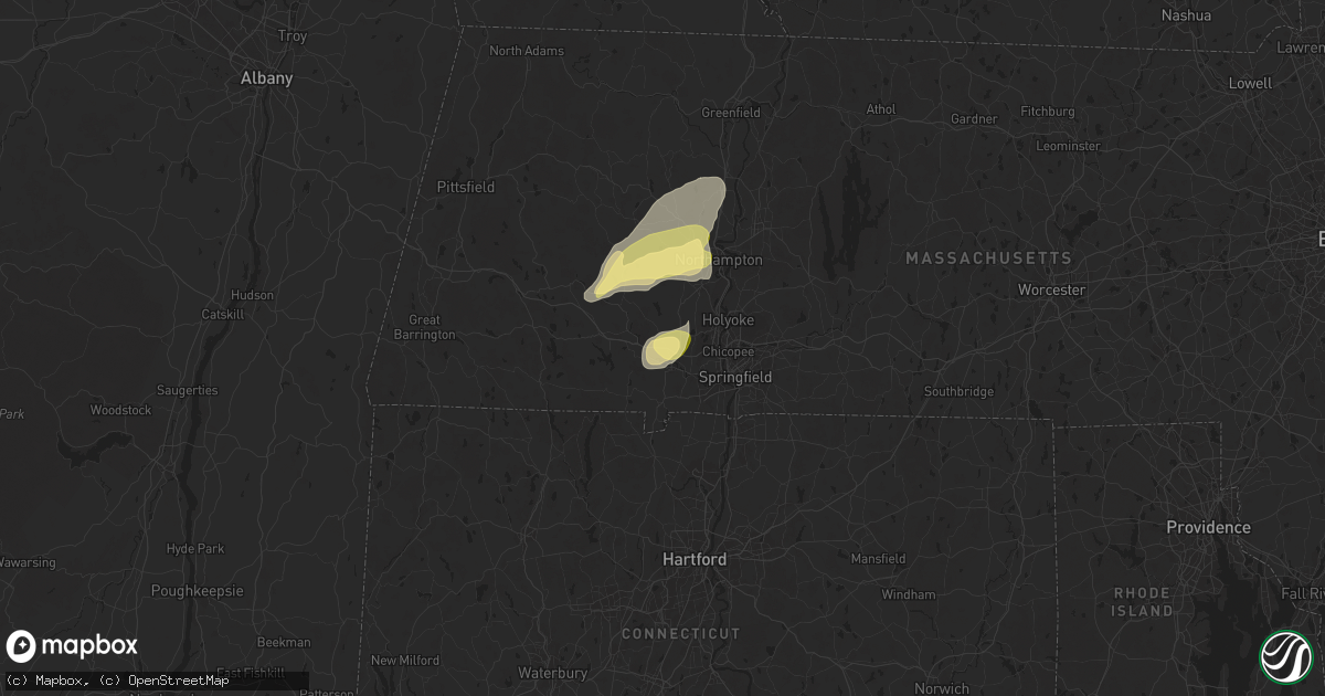 Hail map in Westfield, MA on June 6, 2025