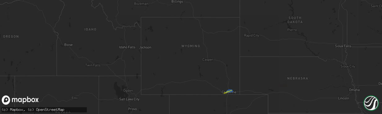 Hail map in Wyoming on June 6, 2025