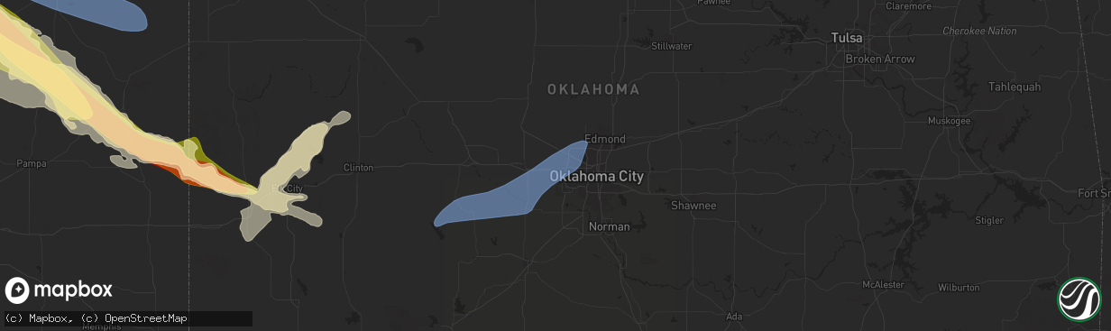 Hail map in Yukon, OK on June 6, 2025