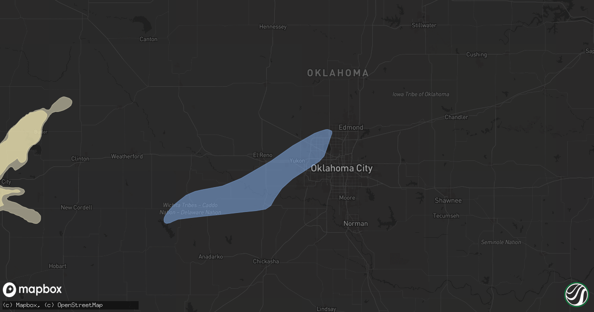Hail map in Yukon, OK on June 6, 2025
