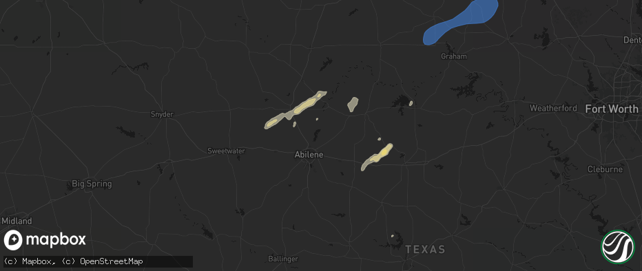 Hail map in Abilene, TX on June 6, 2026