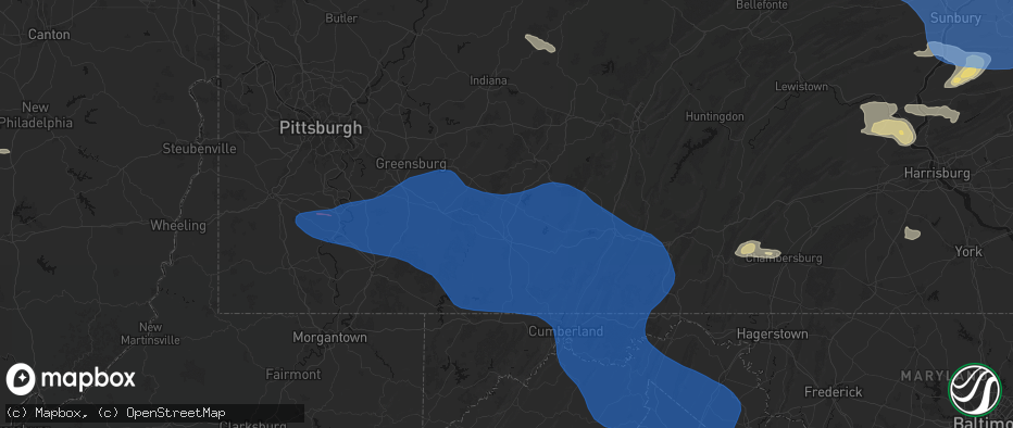 Hail map in Acosta, PA on June 6, 2026