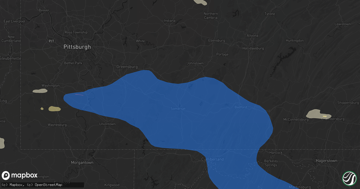 Hail map in Acosta, PA on June 6, 2026
