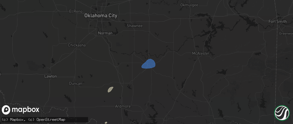 Hail map in Ada, OK on June 6, 2026
