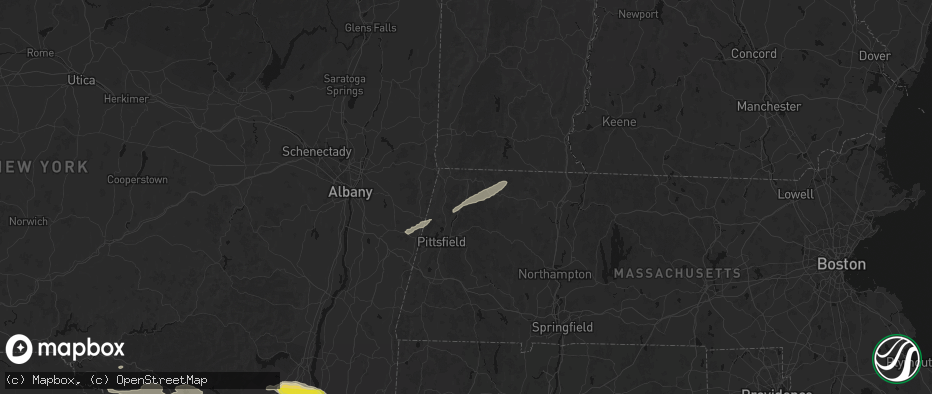 Hail map in Adams, MA on June 6, 2026
