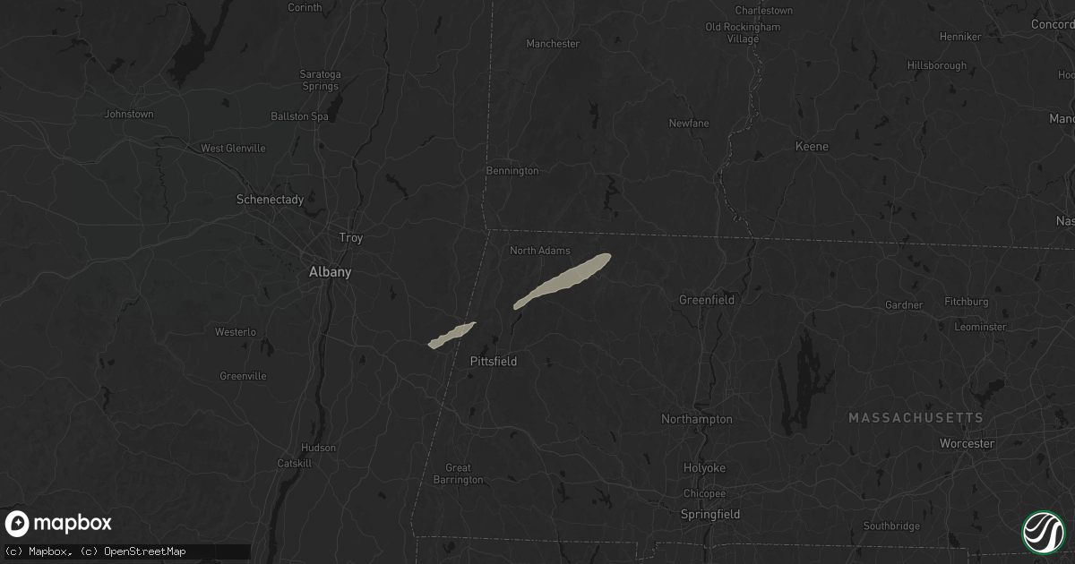 Hail map in Adams, MA on June 6, 2026