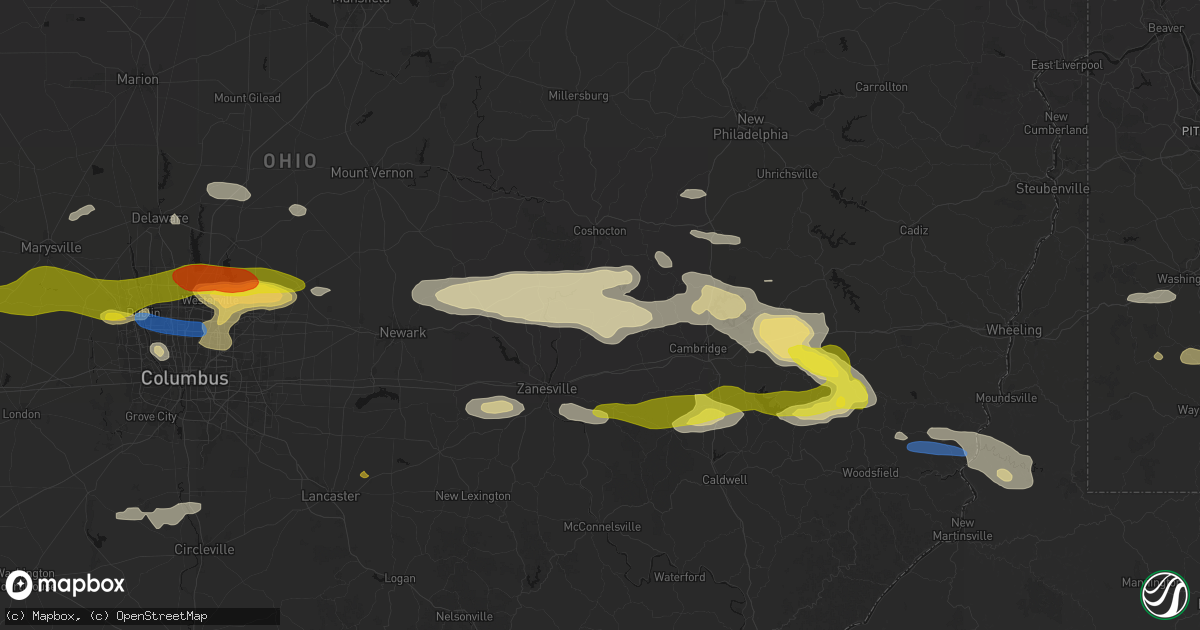 Hail map in Adamsville, OH on June 6, 2026