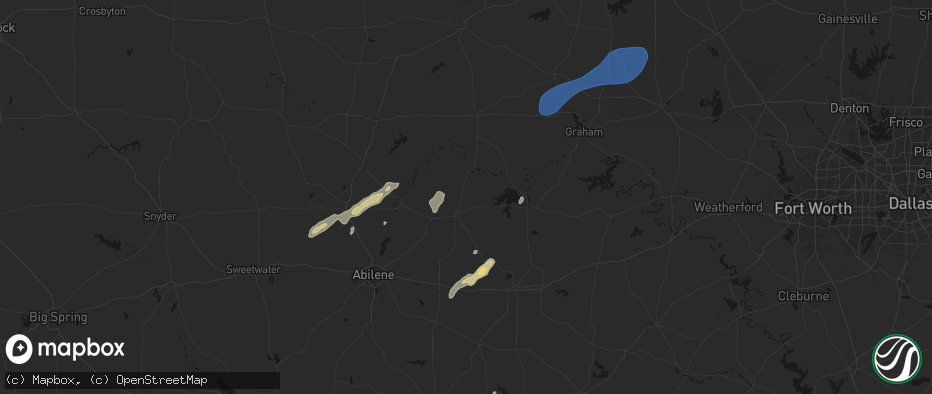Hail map in Albany, TX on June 6, 2026
