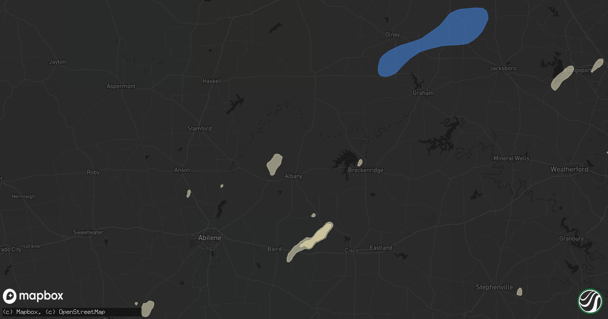 Hail map in Albany, TX on June 6, 2026