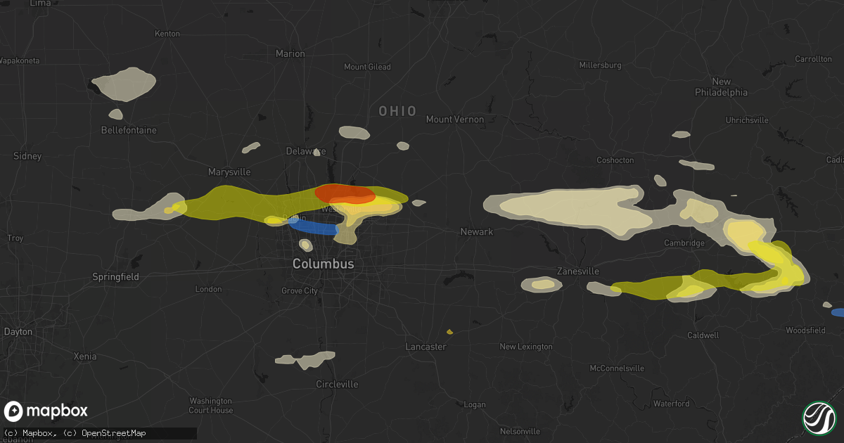Hail map in Alexandria, OH on June 6, 2026
