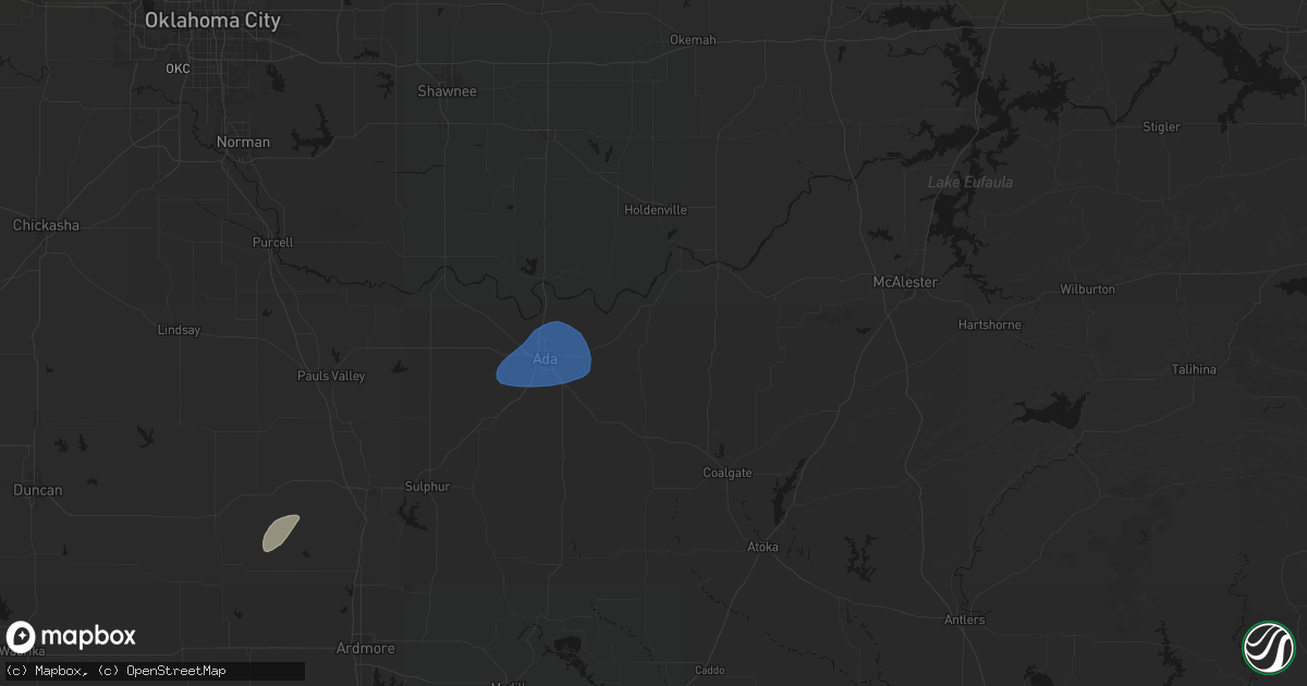 Hail map in Allen, OK on June 6, 2026