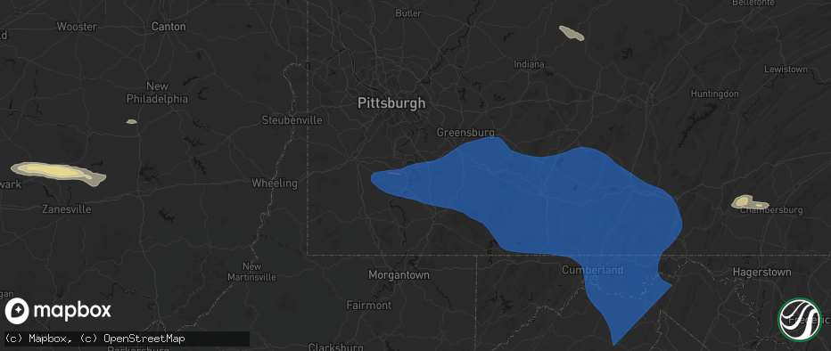 Hail map in Allenport, PA on June 6, 2026