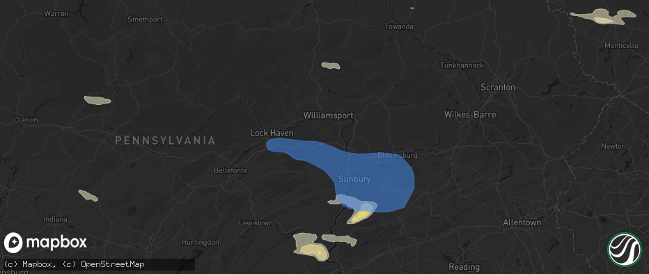 Hail map in Allenwood, PA on June 6, 2026