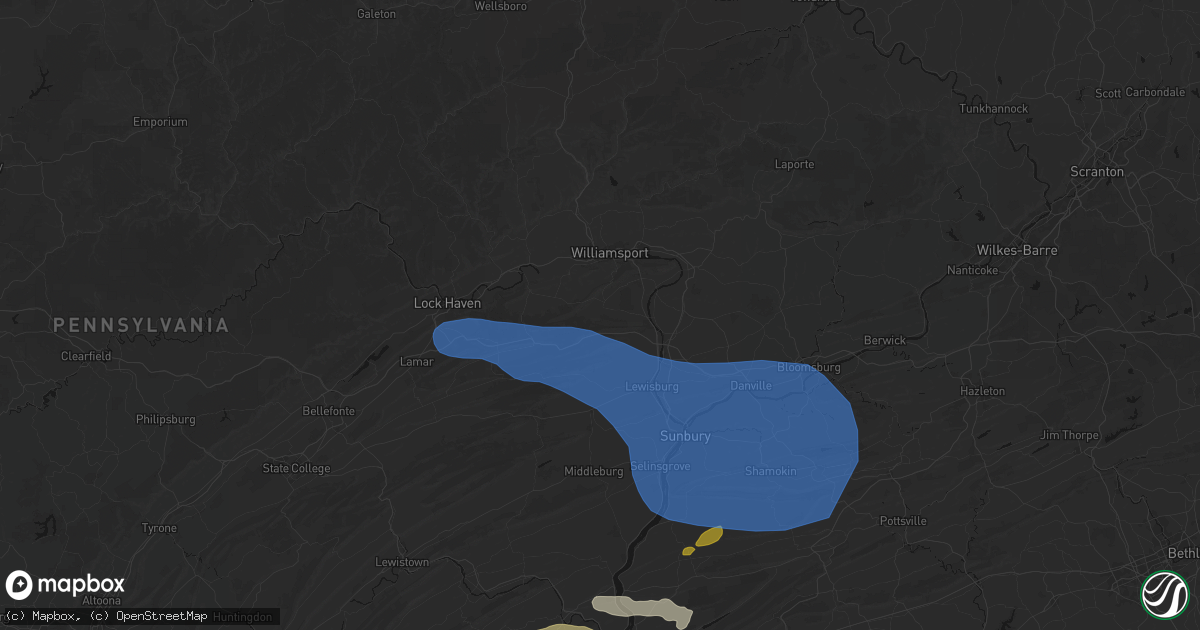 Hail map in Allenwood, PA on June 6, 2026