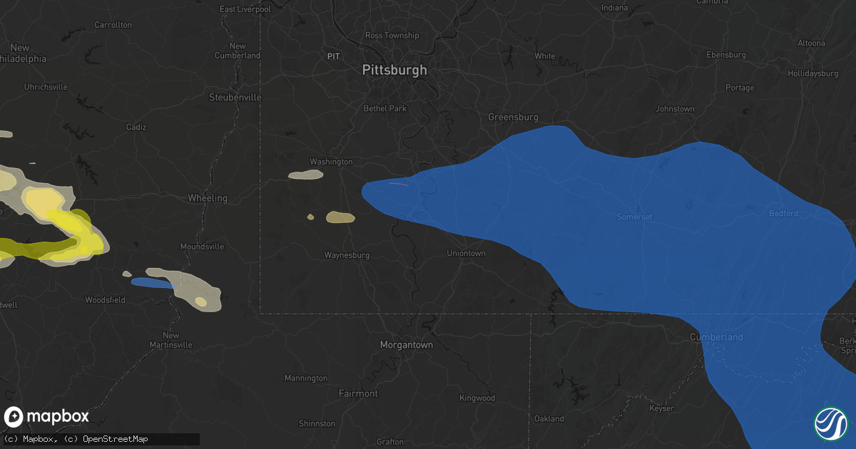 Hail map in Allison, PA on June 6, 2026