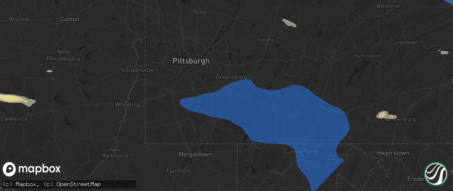 Hail map in Alverton, PA on June 6, 2026