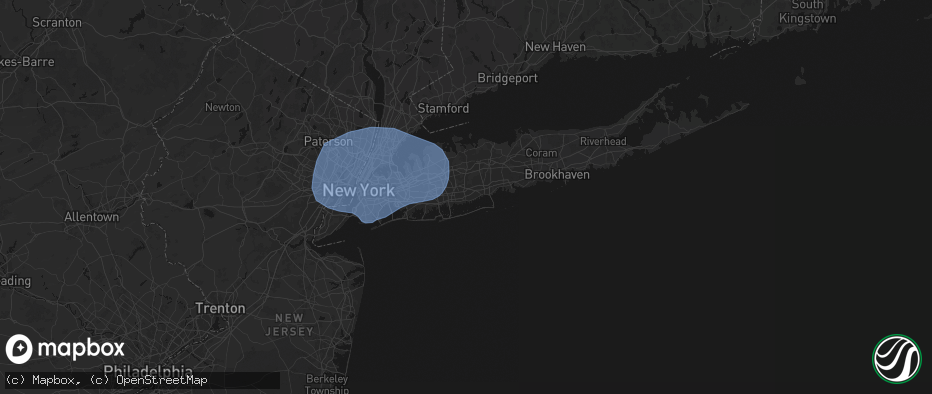 Hail map in Amityville, NY on June 6, 2026