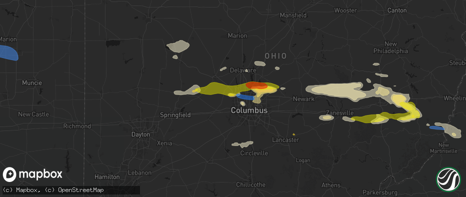 Hail map in Amlin, OH on June 6, 2026
