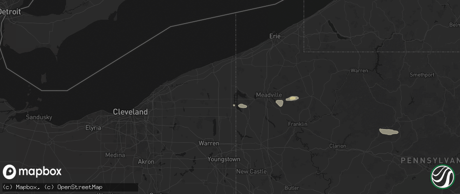 Hail map in Andover, OH on June 6, 2026