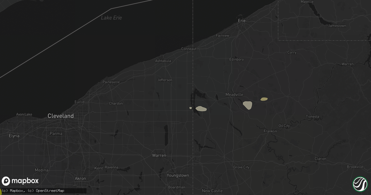 Hail map in Andover, OH on June 6, 2026