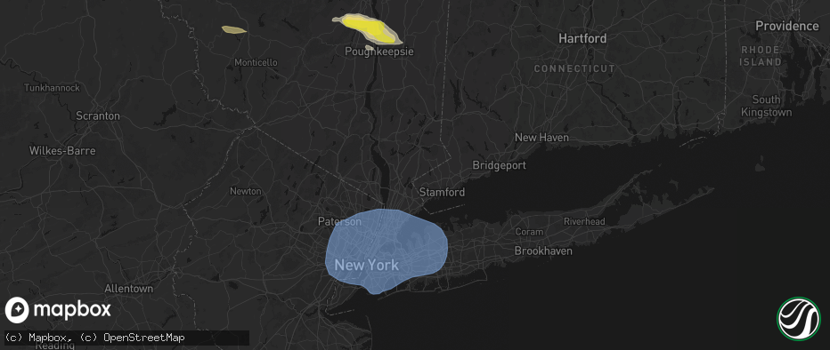 Hail map in Armonk, NY on June 6, 2026
