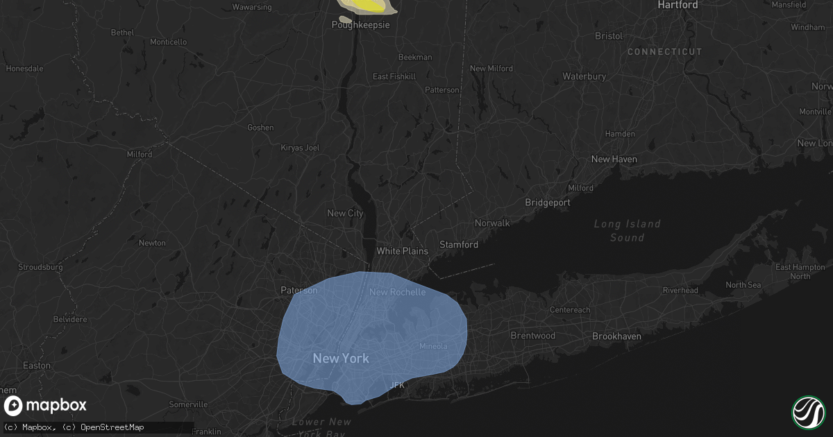 Hail map in Armonk, NY on June 6, 2026