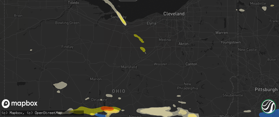 Hail map in Ashland, OH on June 6, 2026