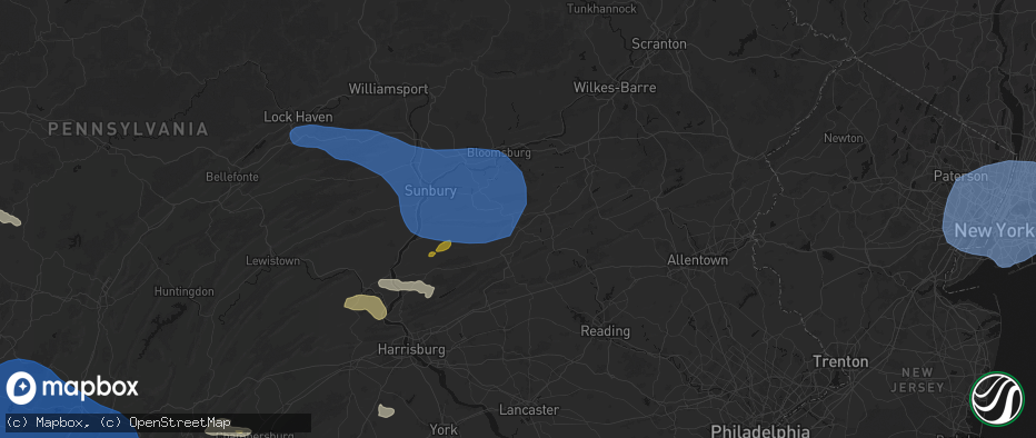 Hail map in Ashland, PA on June 6, 2026