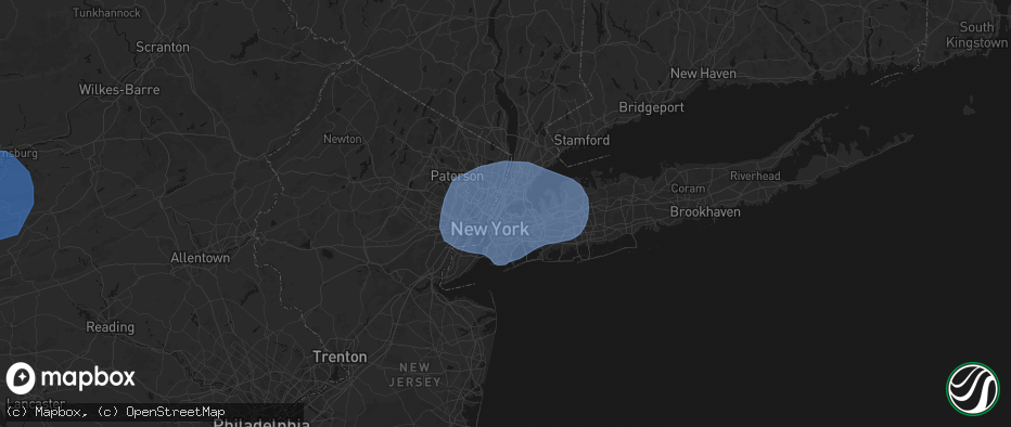 Hail map in Astoria, NY on June 6, 2026