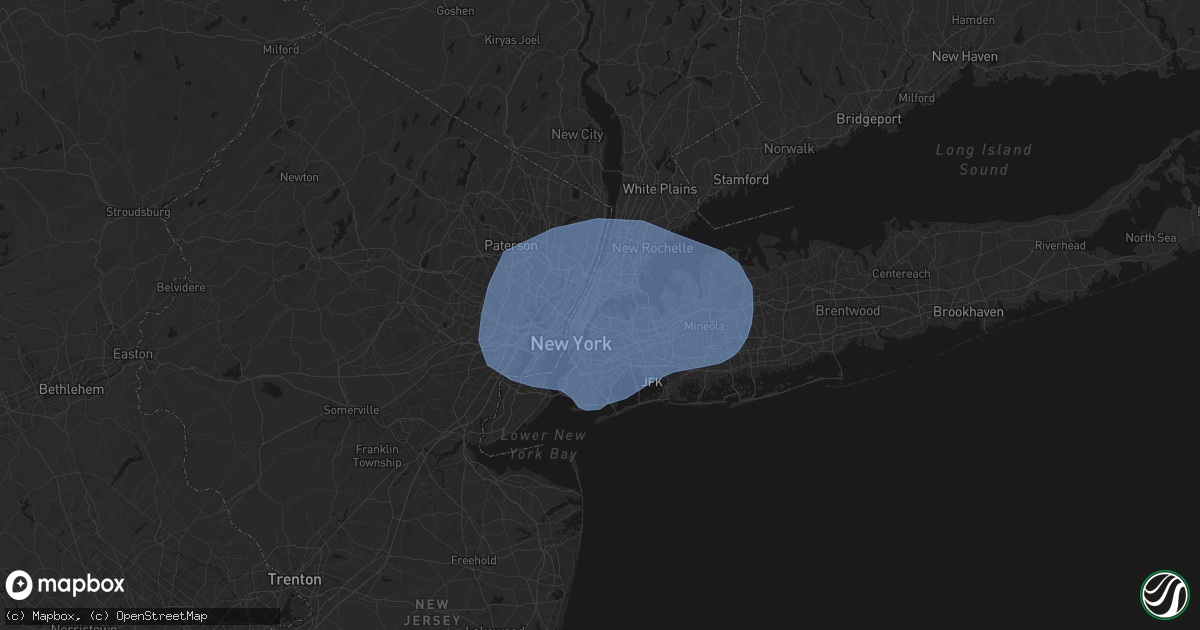 Hail map in Astoria, NY on June 6, 2026