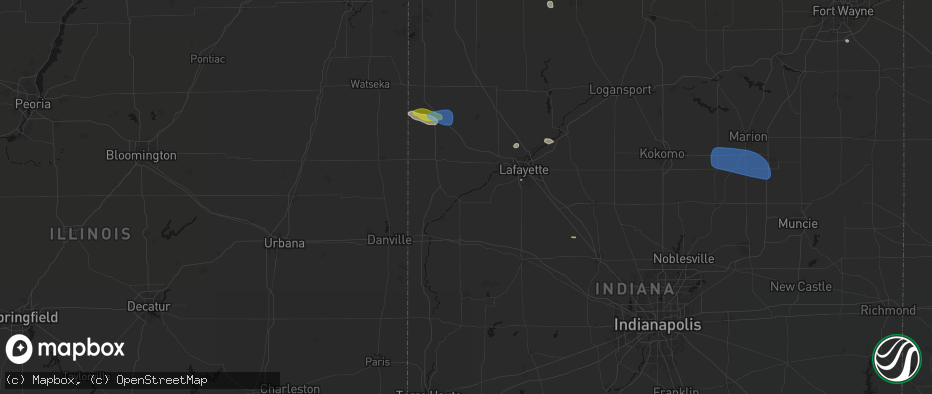 Hail map in Attica, IN on June 6, 2026