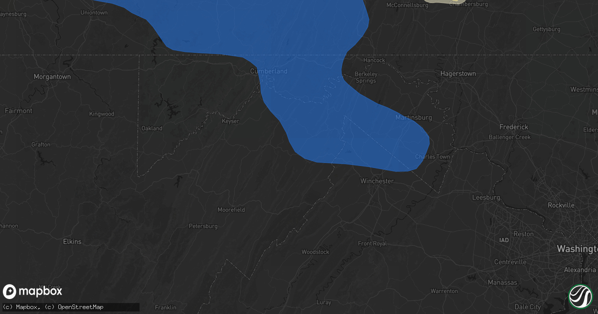Hail map in Augusta, WV on June 6, 2026