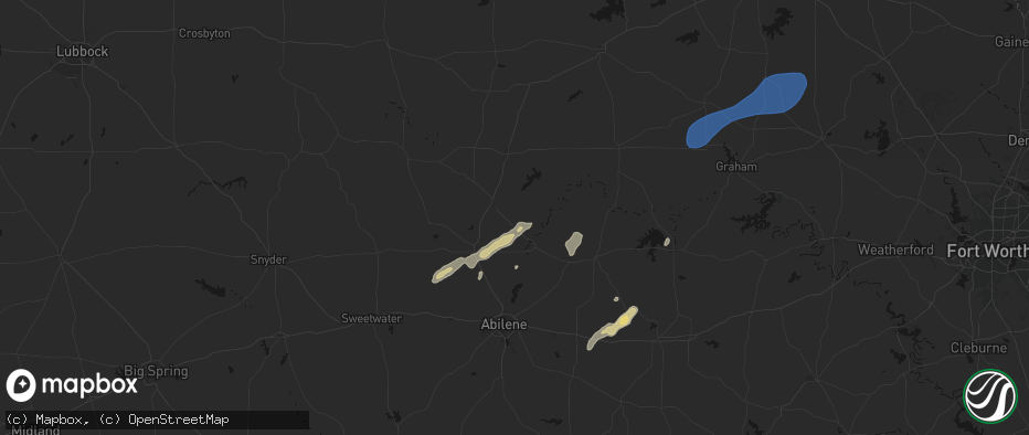 Hail map in Avoca, TX on June 6, 2026