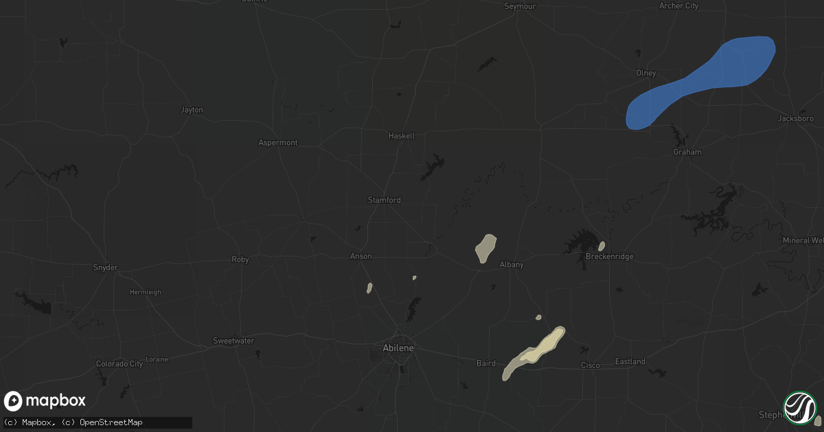 Hail map in Avoca, TX on June 6, 2026
