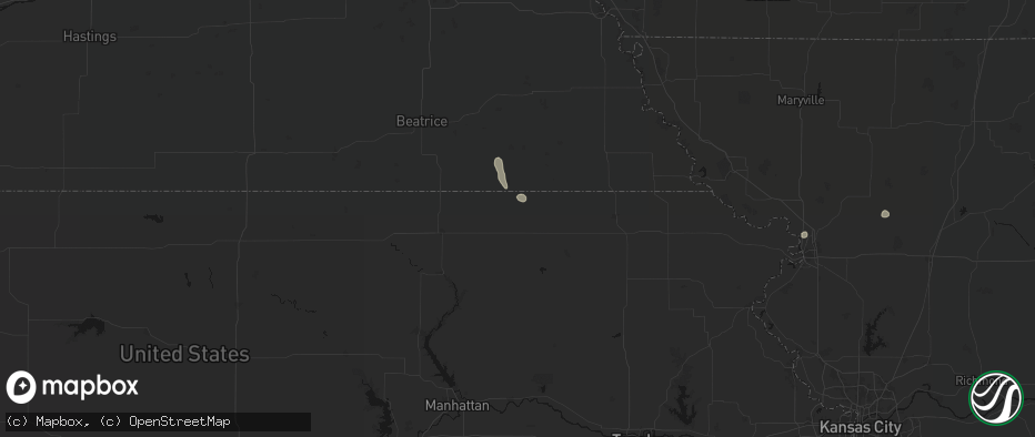Hail map in Axtell, KS on June 6, 2026