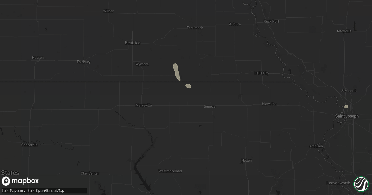 Hail map in Axtell, KS on June 6, 2026