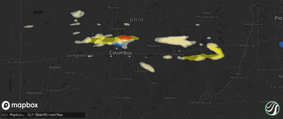Hail map in Baltimore, OH on June 6, 2026
