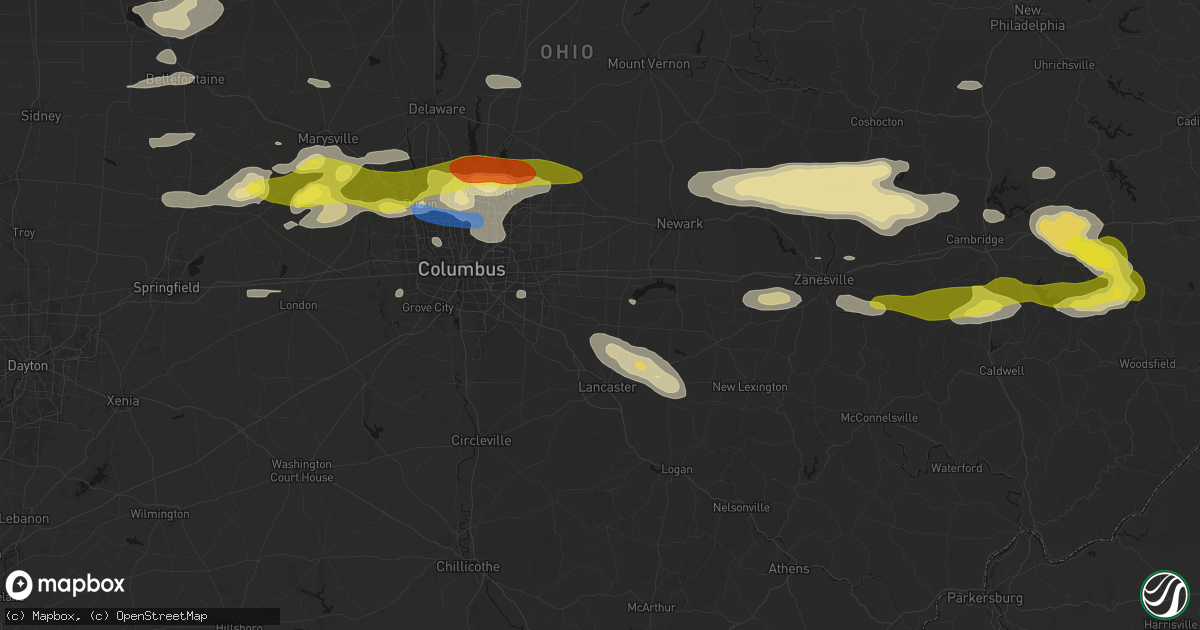 Hail map in Baltimore, OH on June 6, 2026