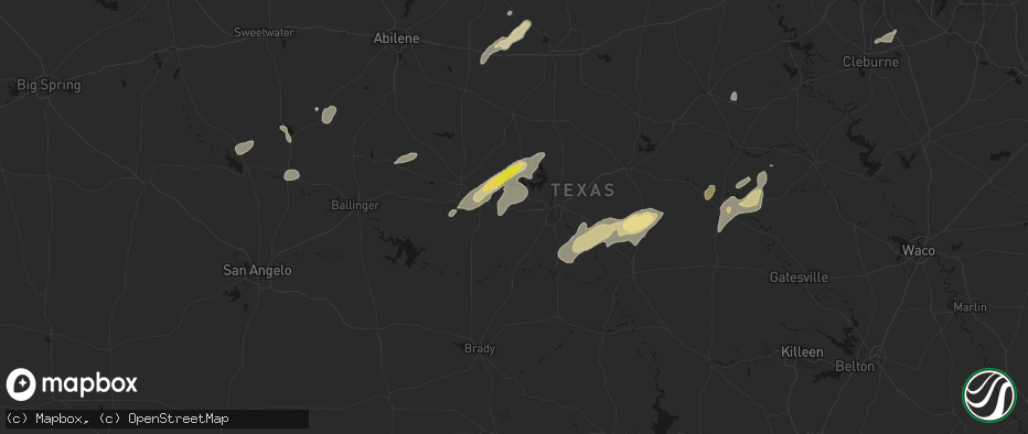 Hail map in Bangs, TX on June 6, 2026