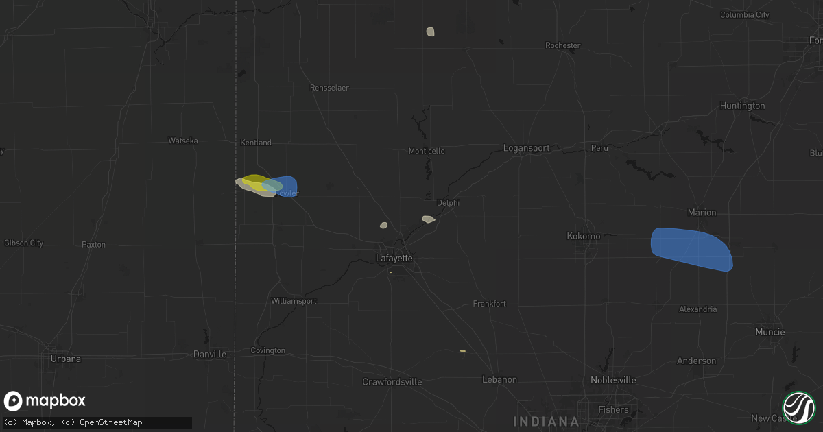 Hail map in Battle Ground, IN on June 6, 2026