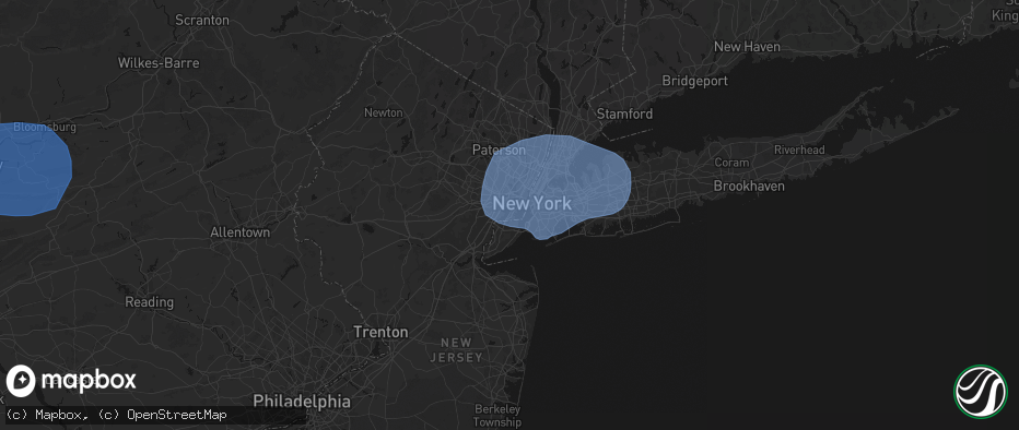 Hail map in Bayonne, NJ on June 6, 2026