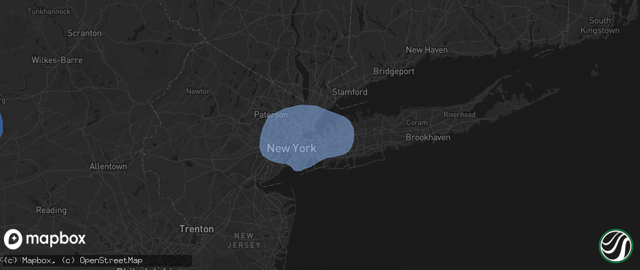 Hail map in Bayside, NY on June 6, 2026