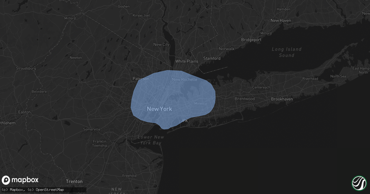 Hail map in Bayside, NY on June 6, 2026