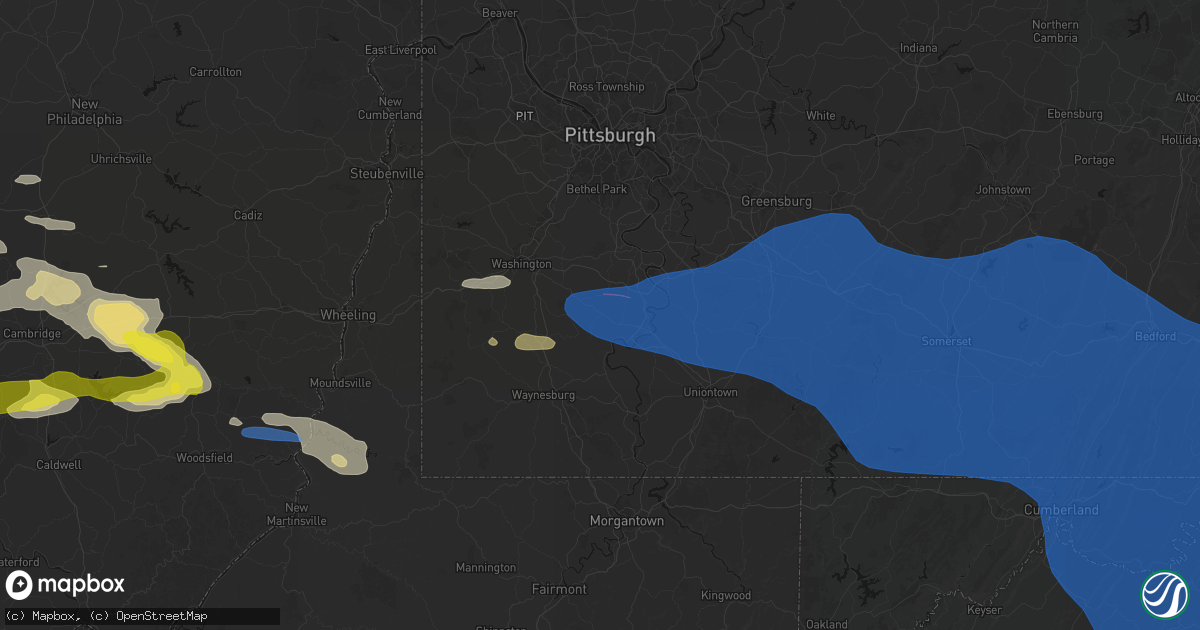 Hail map in Beallsville, PA on June 6, 2026