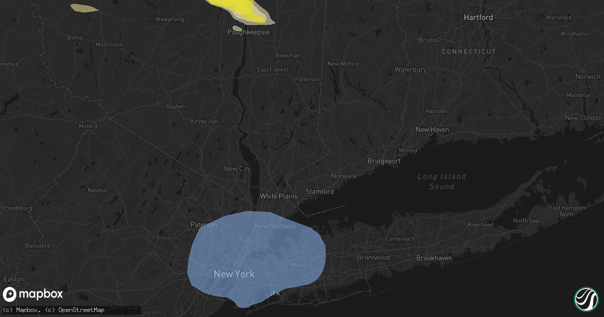 Hail map in Bedford, NY on June 6, 2026