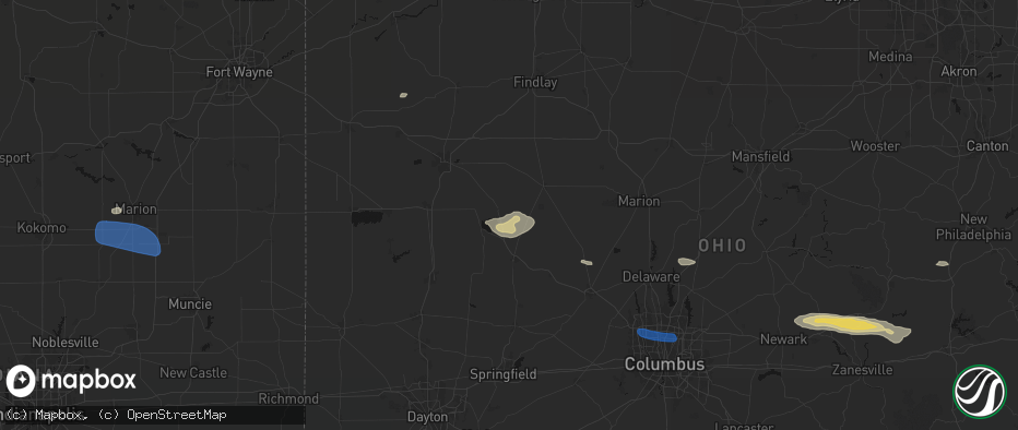 Hail map in Belle Center, OH on June 6, 2026