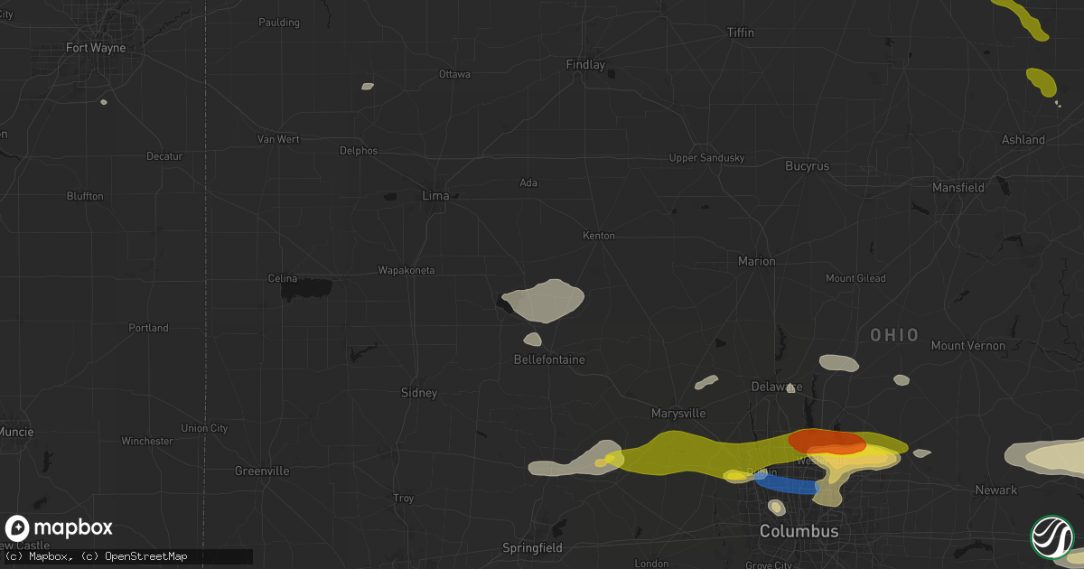Hail map in Belle Center, OH on June 6, 2026