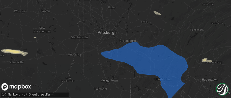 Hail map in Belle Vernon, PA on June 6, 2026